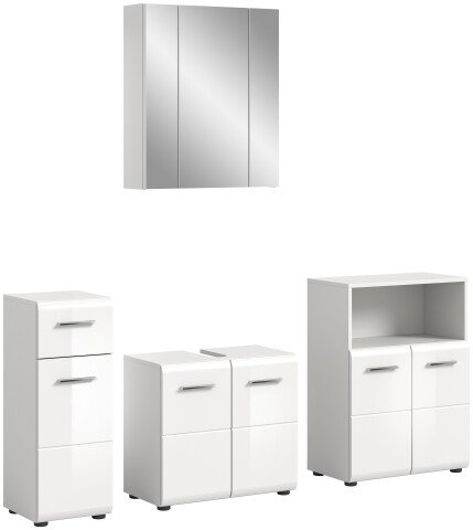Badezimmer-Set >Ice< in Weiß Hochglanz - 180x190x32cm (BxHxT)