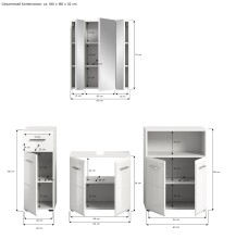 Badezimmer-Set >Ice< in Weiß Hochglanz - 180x190x32cm (BxHxT)