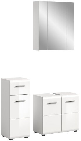 Badezimmer-Set >Ice< in Weiß Hochglanz - 105x190x32cm (BxHxT)