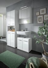 Badezimmer-Set >Ice< in Weiß Hochglanz - 60x190x32cm (BxHxT)