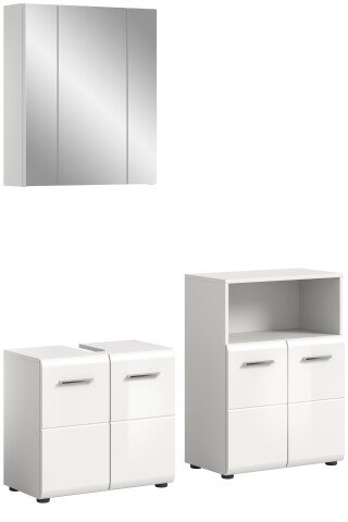 Badezimmer-Set >Ice< in Weiß Hochglanz - 135x190x32cm (BxHxT)