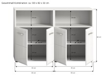 Badezimmer-Set >Ice< in Weiß Hochglanz - 120x190x32cm (BxHxT)