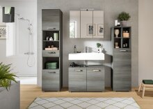 Waschbeckenunterschrank >Silver< in Rauchsilber - 80x55x37cm (BxHxT)