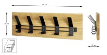 Wandgarderobe >54336< in eiche, schwarz, Massivholz, Metall - 60x20x10cm (BxHxT)