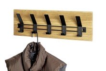 Wandgarderobe >54336< in eiche, schwarz, Massivholz, Metall - 60x20x10cm (BxHxT)