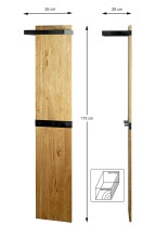 Wandgarderobe >54337< in eiche, schwarz, Massivholz, Metall - 35x175x25 (BxHxT)