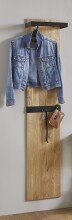 Wandgarderobe >54337< in eiche, schwarz, Massivholz, Metall - 35x175x25 (BxHxT)