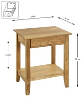 Konsole >54353< in eiche, Massivholz - 50x60x40cm (BxHxT)