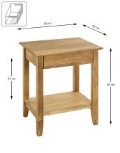 Konsole >54353< in eiche, Massivholz - 50x60x40cm...