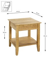 Beistelltisch >54355< in eiche, Massivholz - 45x52x45cm (BxHxT)