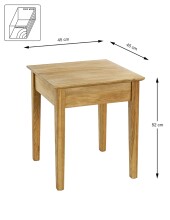 Beistelltisch >54356< in eiche, Massivholz - 45x52x45cm (BxHxT)