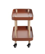 Beistelltisch >54418< in natur, rot, Massivholz, Metall - 50x47x30cm (BxHxT)