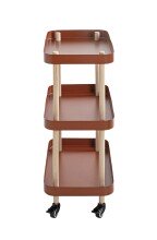 Servierwagen >54419< in natur, rot, Massivholz, Metall - 50x76x30cm (BxHxT)