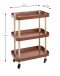 Servierwagen >54419< in natur, rot, Massivholz, Metall - 50x76x30cm (BxHxT)