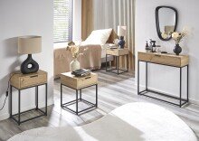 Konsole >54458< in eiche, schwarz - 40x60x40cm (BxHxT)