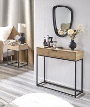 Konsole >54458< in eiche, schwarz - 40x60x40cm (BxHxT)