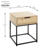 Konsole >54457< in eiche, schwarz - 40x50x40cm (BxHxT)