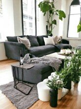 Beistelltisch >54503< in schwarz, silber, Metall - 46x62x29cm (BxHxT)