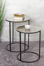 Beistelltisch >54505< in schwarz, silber, Metall - 60x46cm (HxD)