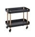 Beistelltisch >54518< in natur, schwarz, Massivholz, Metall - 50x47x30cm (BxHxT)
