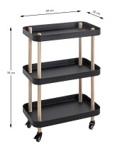 Servierwagen >54519< in natur, schwarz, Massivholz, Metall - 50x76x30cm (BxHxT)