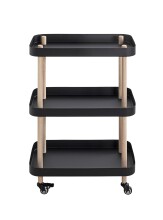 Servierwagen >54519< in natur, schwarz, Massivholz, Metall - 50x76x30cm (BxHxT)