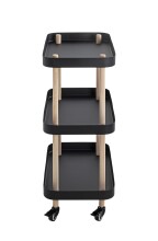 Servierwagen >54519< in natur, schwarz, Massivholz, Metall - 50x76x30cm (BxHxT)