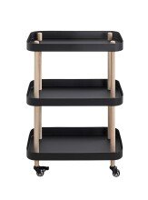 Servierwagen >54519< in natur, schwarz, Massivholz, Metall - 50x76x30cm (BxHxT)