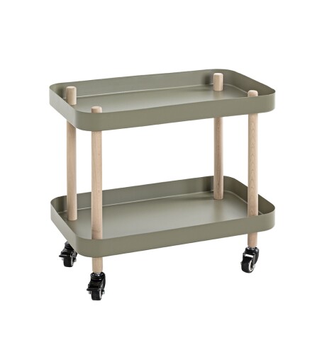 Beistelltisch >54918< in grün, natur, Massivholz, Metall - 50x47x30cm (BxHxT)