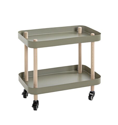 Beistelltisch >54918< in grün, natur, Massivholz, Metall - 50x47x30cm (BxHxT)