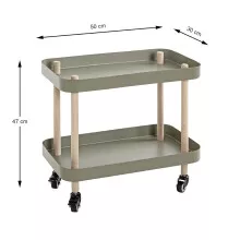 Beistelltisch >54918< in grün, natur, Massivholz, Metall - 50x47x30cm (BxHxT)