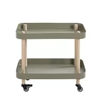 Beistelltisch >54918< in grün, natur, Massivholz, Metall - 50x47x30cm (BxHxT)