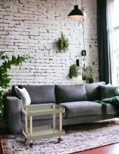 Beistelltisch >54918< in grün, natur, Massivholz, Metall - 50x47x30cm (BxHxT)