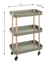 Servierwagen >54919< in grün, natur, Massivholz, Metall - 50x76x30cm (BxHxT)