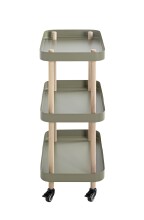 Servierwagen >54919< in grün, natur, Massivholz, Metall - 50x76x30cm (BxHxT)