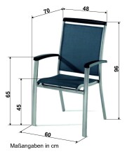 Stapelstuhl >Royal< in Grau, Kunstfasergewebe - 70x96x60cm (BxHxT)