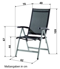 Stapelstuhl >Salerno< in Silbergrau, Kunstfasergewebe - 68x98x59cm (BxHxT)