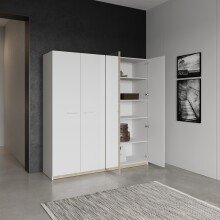 Drehtürenschrank >WATSON< in Matt weiß - 178,1x191,5x51,4cm (BxHxT)