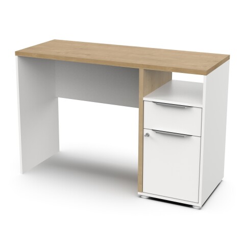 Schreibtisch >ACCESS< in Eiche Hamilton, Weiß matt - 116,7x77,4x44,9cm (BxHxT)