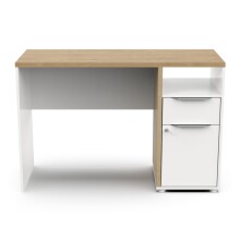 Schreibtisch >ACCESS< in Eiche Hamilton, Weiß matt - 116,7x77,4x44,9cm (BxHxT)