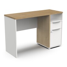 Schreibtisch >ACCESS< in Eiche Hamilton, Weiß matt - 116,7x77,4x44,9cm (BxHxT)