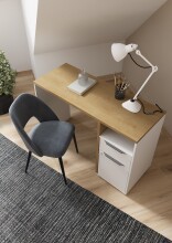 Schreibtisch >ACCESS< in Eiche Hamilton, Weiß matt - 116,7x77,4x44,9cm (BxHxT)