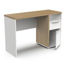 Schreibtisch >ACCESS< in Eiche Hamilton, Weiß matt - 116,7x77,4x44,9cm (BxHxT)
