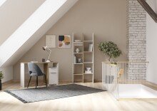 Schreibtisch >ACCESS< in Eiche Hamilton, Weiß matt - 116,7x77,4x44,9cm (BxHxT)