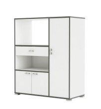 Küchenbuffet >BUZZ< in Matt weiß - 90x107,4x40cm (BxHxT)