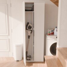 Mehrzweckschrank >CYRANO< in Matt weiß - 60,5x180x35cm (BxHxT)