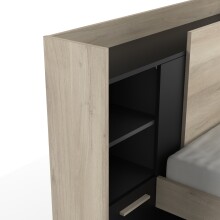 Stauraumbett >LIFE< in Kronberg Eiche - 226,9x90,5x124,5cm (BxHxT)