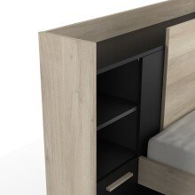 Stauraumbett >LIFE< in Kronberg Eiche - 226,9x90,5x124,5cm (BxHxT)