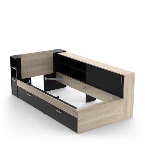 Stauraumbett >LIFE< in Kronberg Eiche - 229,4x87,7x119,2cm (BxHxT)