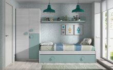 Jugendzimmer-Set >SNUBA< in Alpen-Weiß/Aqua-Grün - 201x43x98 (BxHxT)